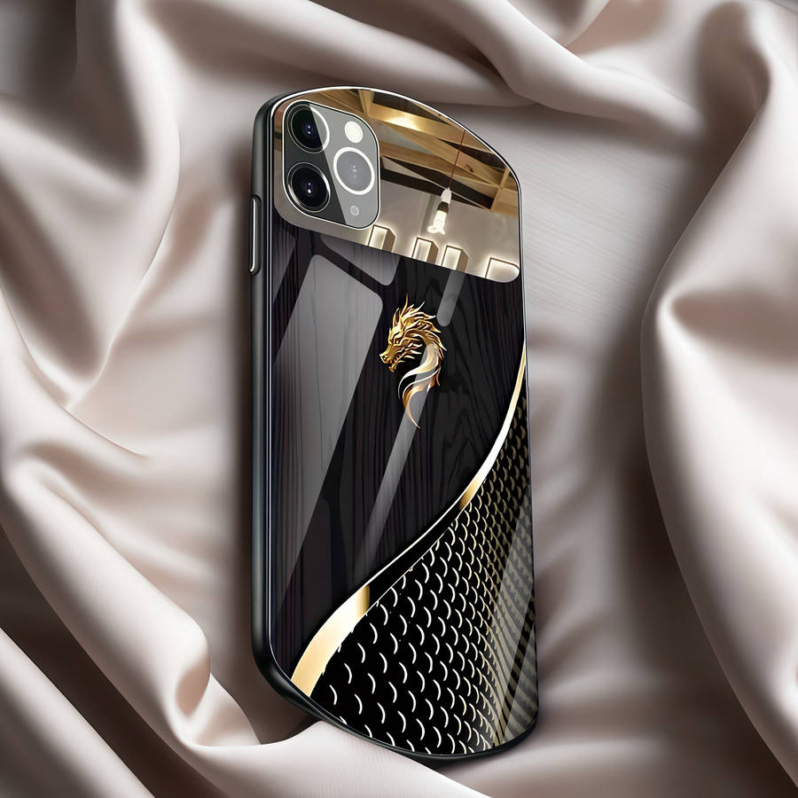 1Pc Black For iPhone 11 Pro Max Golden Dragon Phone Case