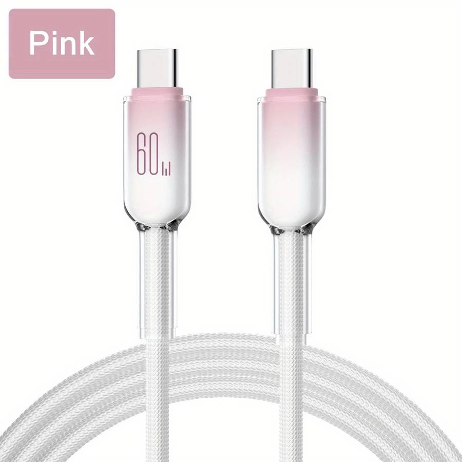 1 x 100cm 60W Crystal Clear Mobile Type-C Fast Charging Data Cable