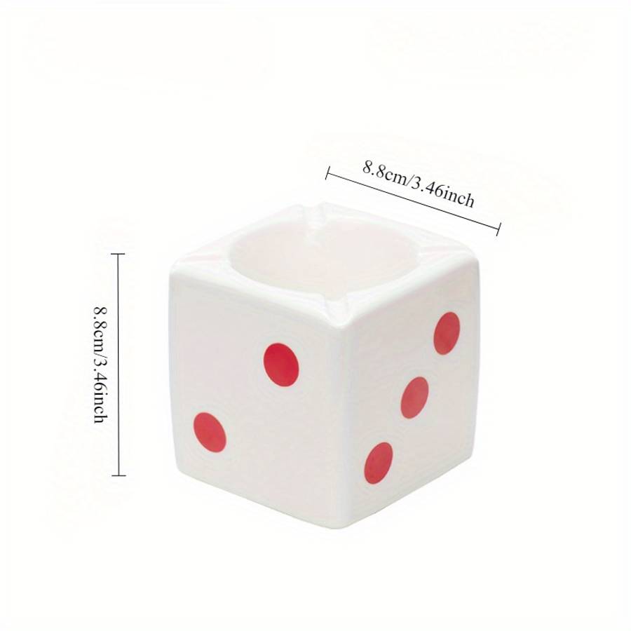 Classic Creative Ceramic Ashtray Dice Shape Storage Table Decoration Model Dot