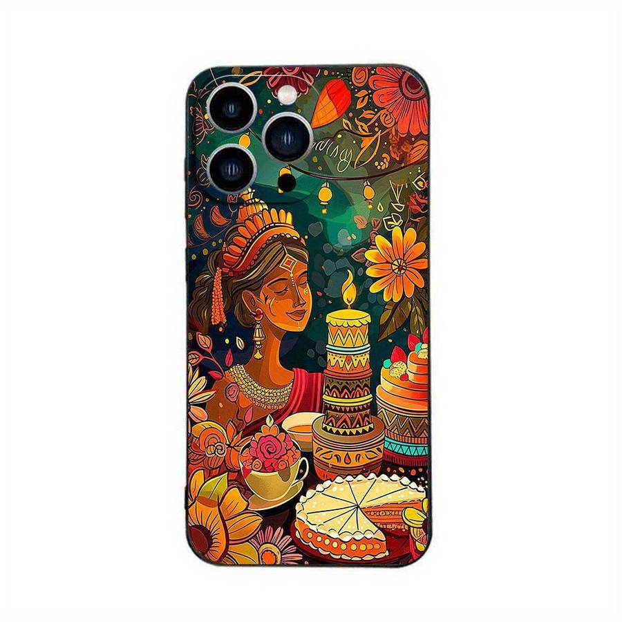 1Pc Black For iPhone 15 Pro Max African Design Phone Case