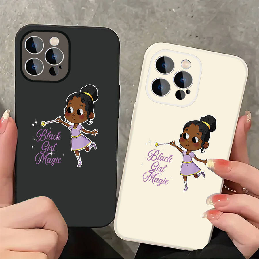 1Pc Black For iPhone 14 Pro Max Magical Girl Power African Phone Case