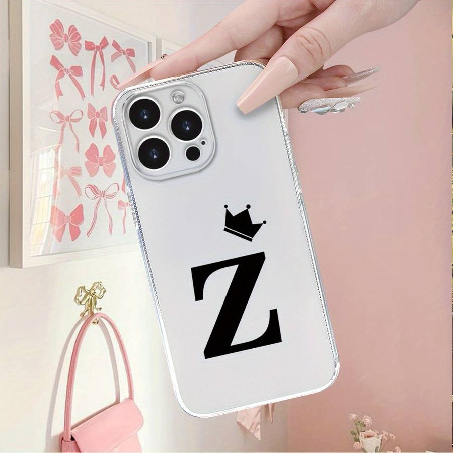 1Pc Transparent For iPhone 12 Pro Max Letter Z Black Crown Phone Case