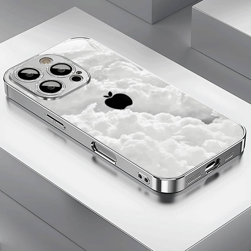 1Pc Silvery For iPhone 7 Plus 8 Plus White Cloud Apple Design Phone Case