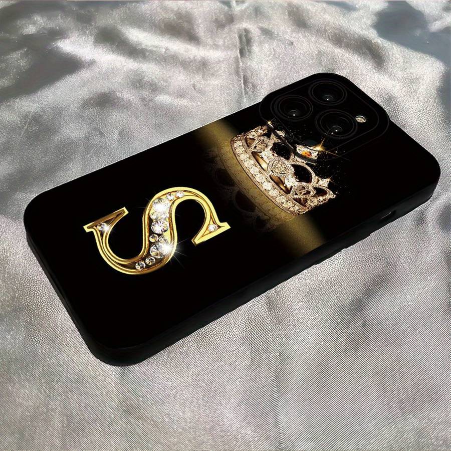 1Pc Black For iPhone 15 Plus Crown S Design Phone Case