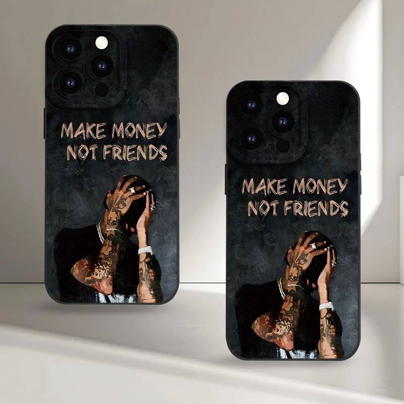 1Pc Black For iPhone 7 8 SE2 SE3 Make Money Not Friends Phone Case
