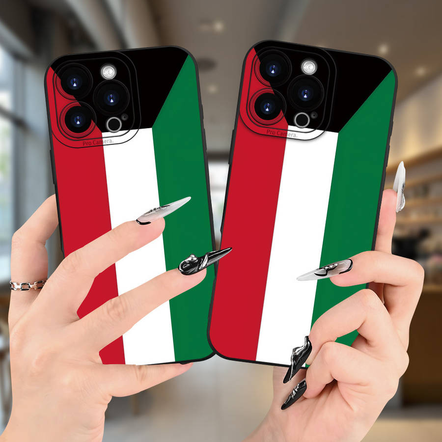 1Pc Black For iPhone 14 Pro Italian Flag Design Phone Case