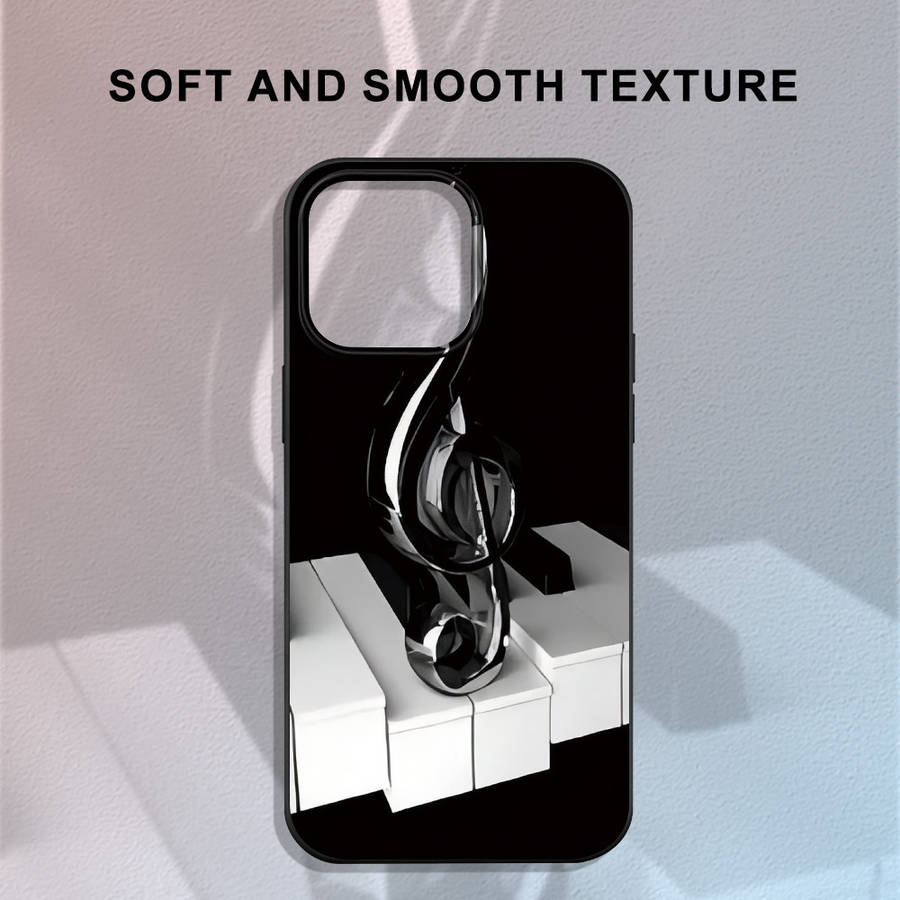 1Pc Black For iPhone 15 Pro Max Piano Music Symbol Phone Case