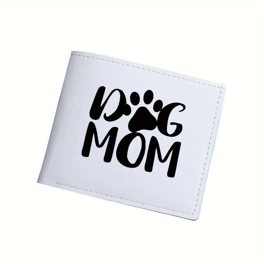 1pc DOG MOM Print Bifold WalletShort Business Casual Card Holder with Pockets Ideal Gift