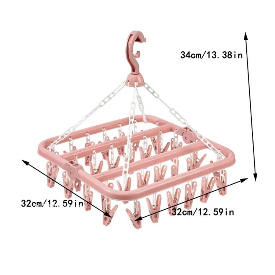Clothes Rack Blue Storage 32Clips
