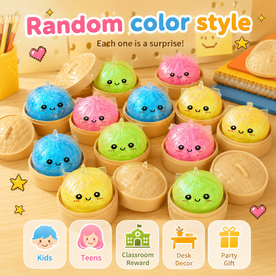 Squeezable Toys Style 2 Piece Set 1 Steamed Bun 1 Steamer Items Random Color Style