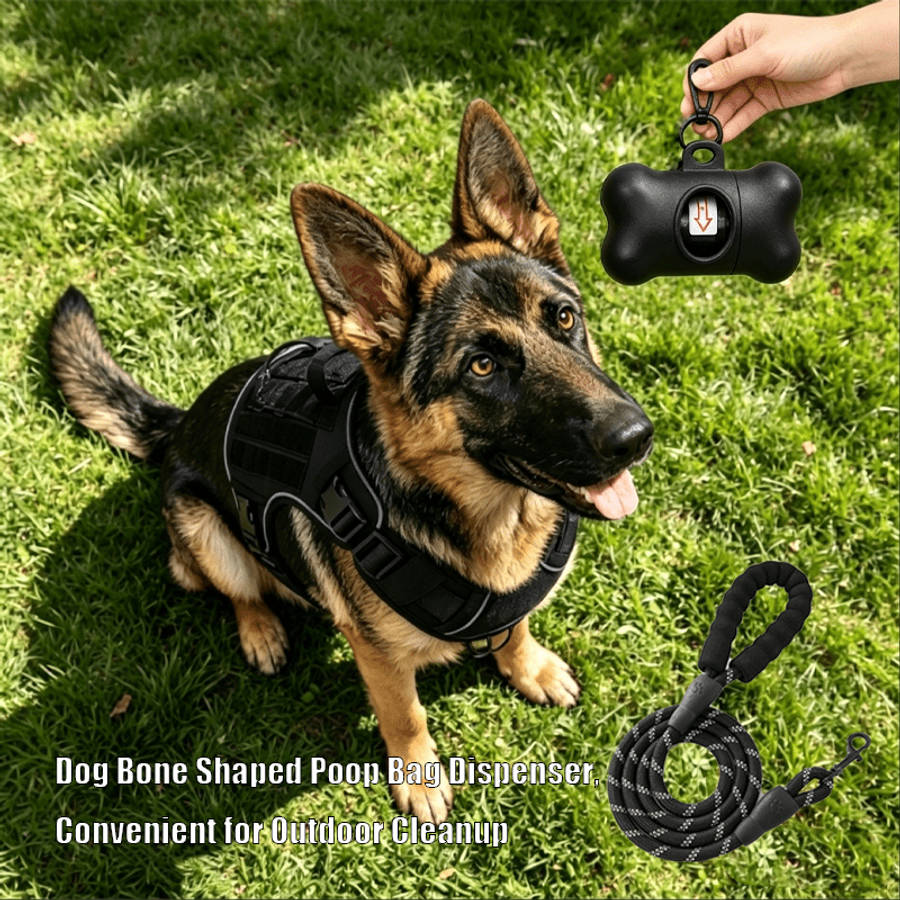 Dog Leash Color 1 Black Chest HarnessReflective LeashDog Waste Bag Size S