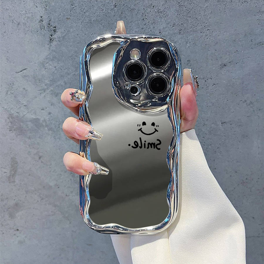 1Pc Silvery For iPhone 11 Cute Joyful Face Design Phone Case