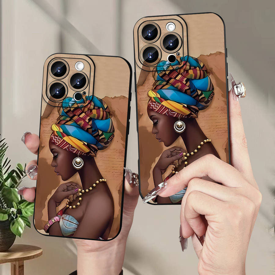 1Pc Black For iPhone XS Max African Girl Phone Case