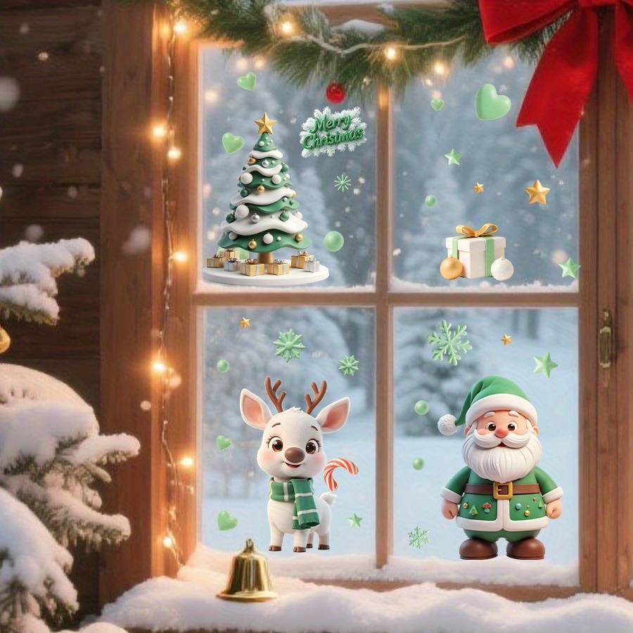Christmas Decorations Model 3 Pieces Set  Santa Claus Tree Reindeer Snowflake Combination