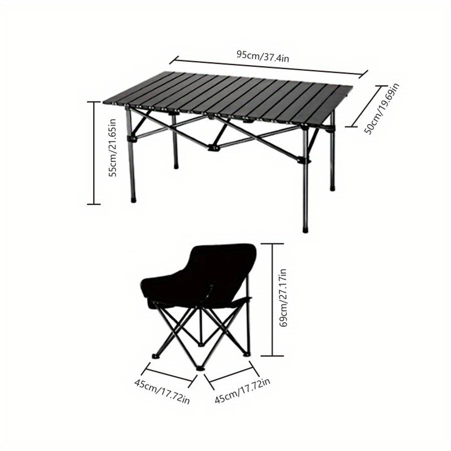 Outdoor Tables And Chairs Color Black Quantity6 Folding Chairs  1 Folding Table
