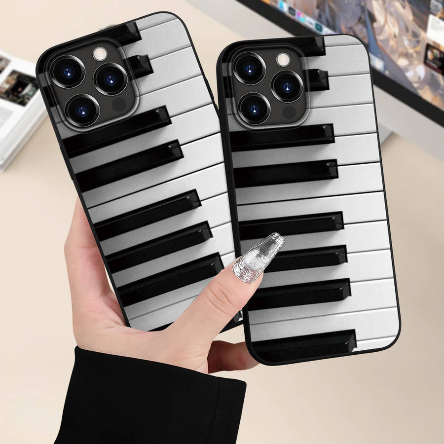 Black For iPhone Piano Music Note Phone Case