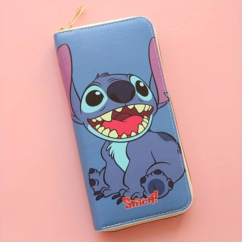 1pc Stitch Lilo Long Zipper WalletMulti-Character Design Holiday Gift Idea Polyester Lining