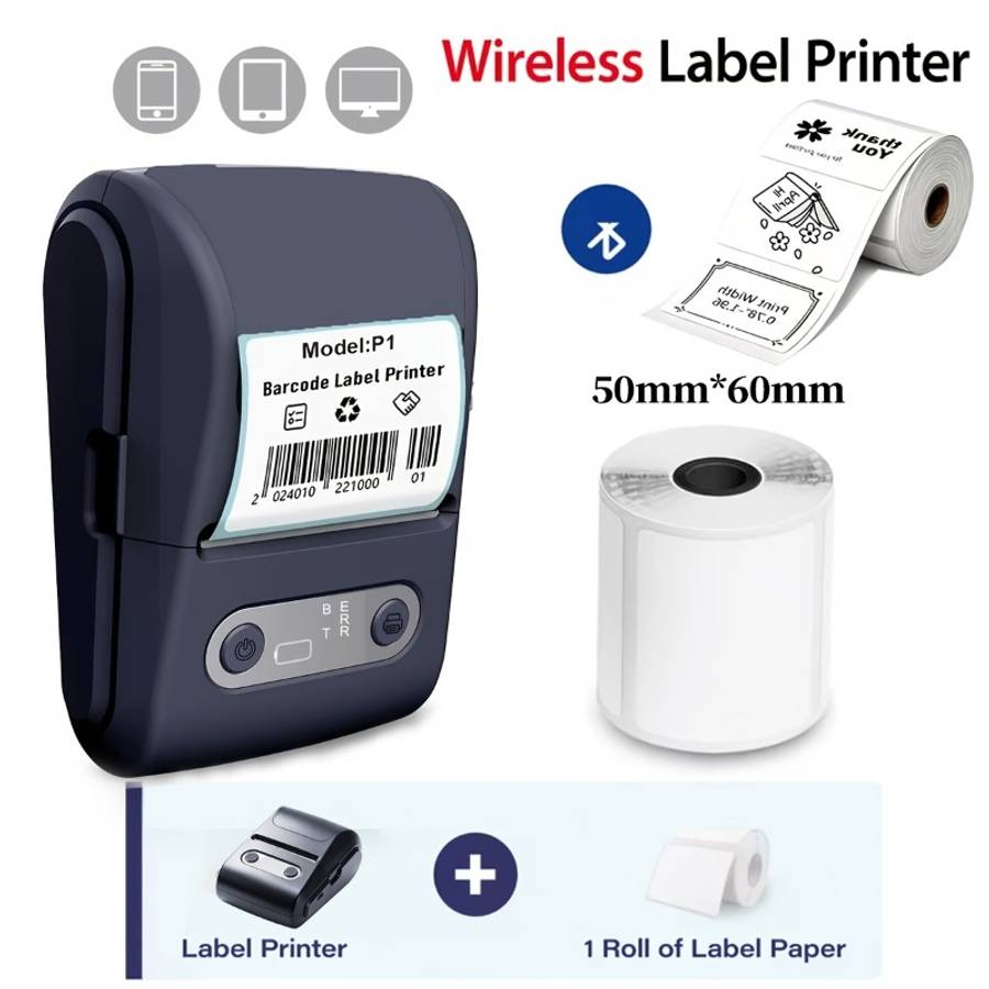 Printer Color Black Machine  1 Roll Of 50*60Mm Paper