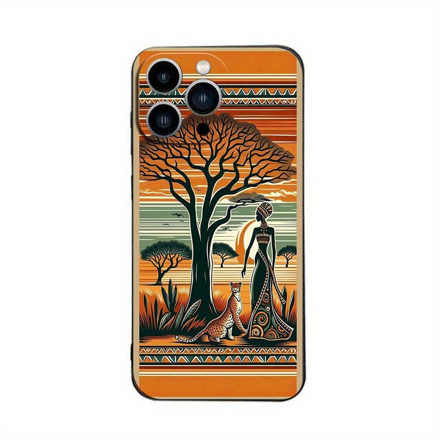 1Pc Black For iPhone 16 Pro African Style TPU Phone Case