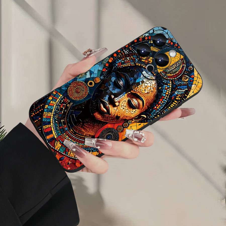 1Pc Black For iPhone X XS African Girl Pattern Phone Case