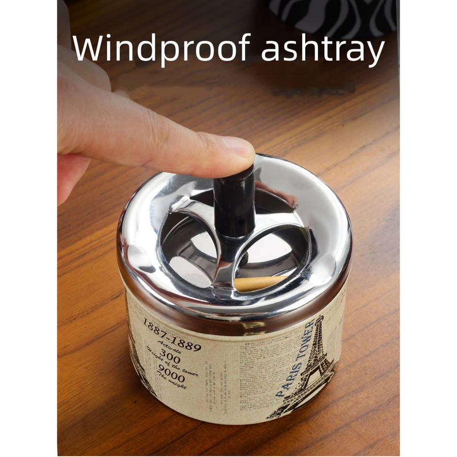 Heavy Duty Vintage Metal Ashtray With Windproof Rotating Lid Heavy Duty Beauty