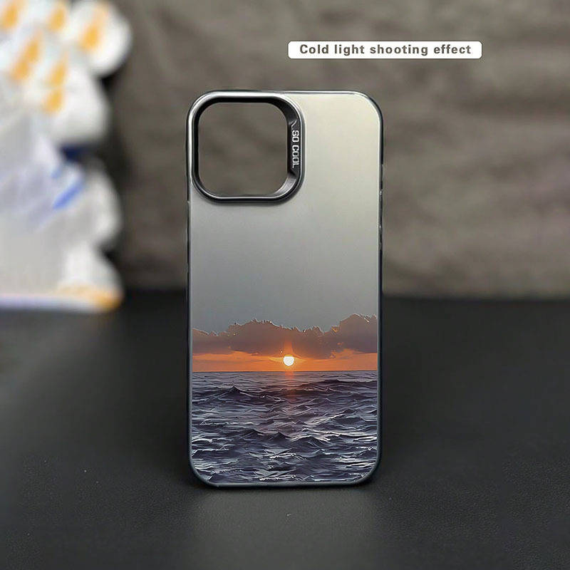 1Pc Black For iPhone 7 8 Wave And Sunset Pattern Phone Case