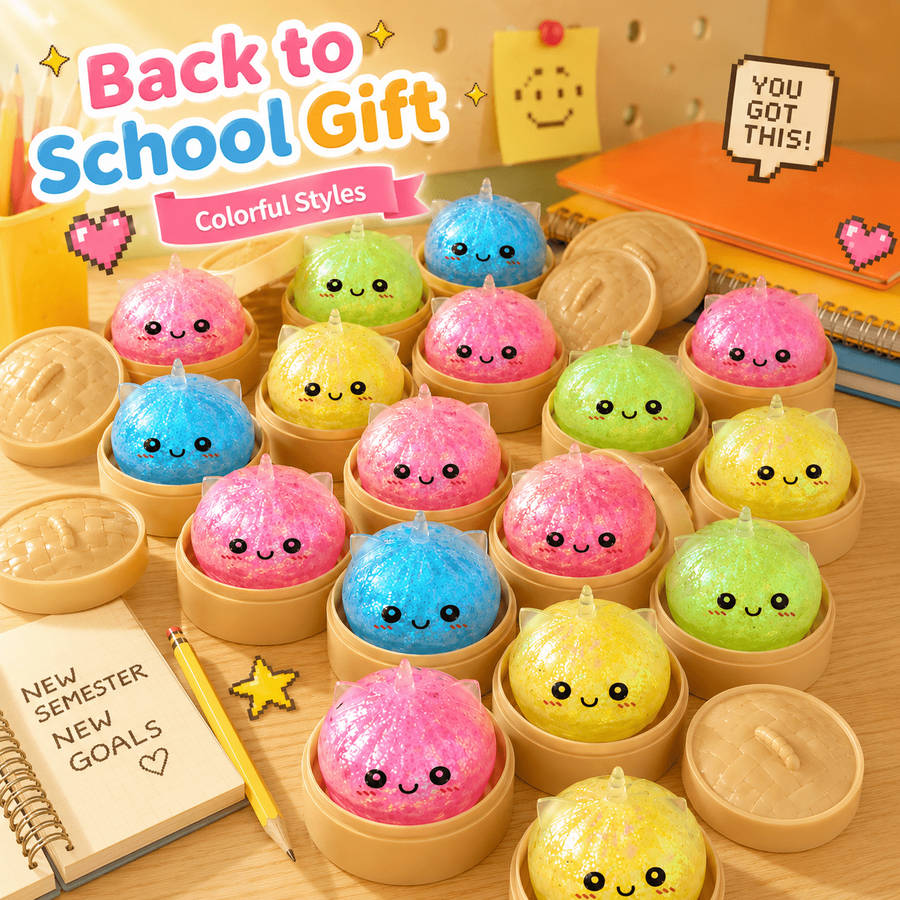 Squeezable Toys Style 2 Piece Set 1 Steamed Bun 1 Steamer Items Random Color Style