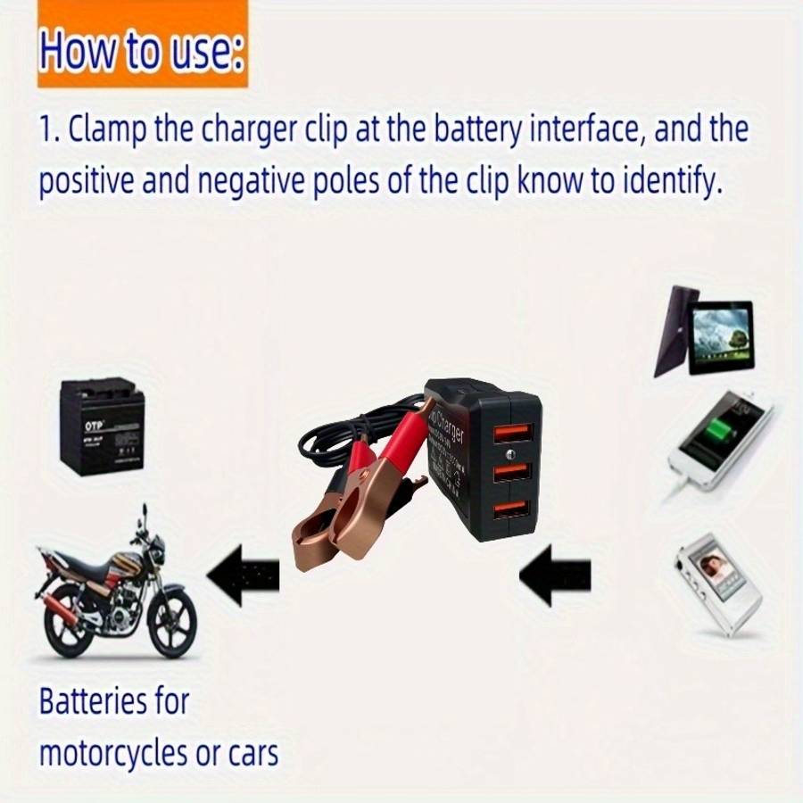 Versatile 1Pc 8V12V24V Alligator Clip Charger Battery Converter Power For Home