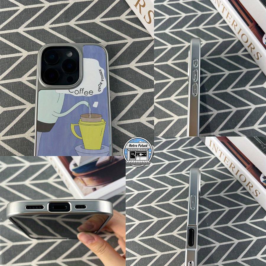 1Pc Mixed Color For iPhone 13 Pro Brewing Coffee Design Phone Case