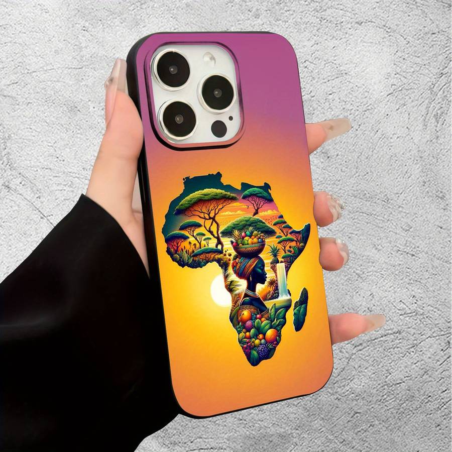 1Pc Black For iPhone X XS African Element Pattern Phone Case