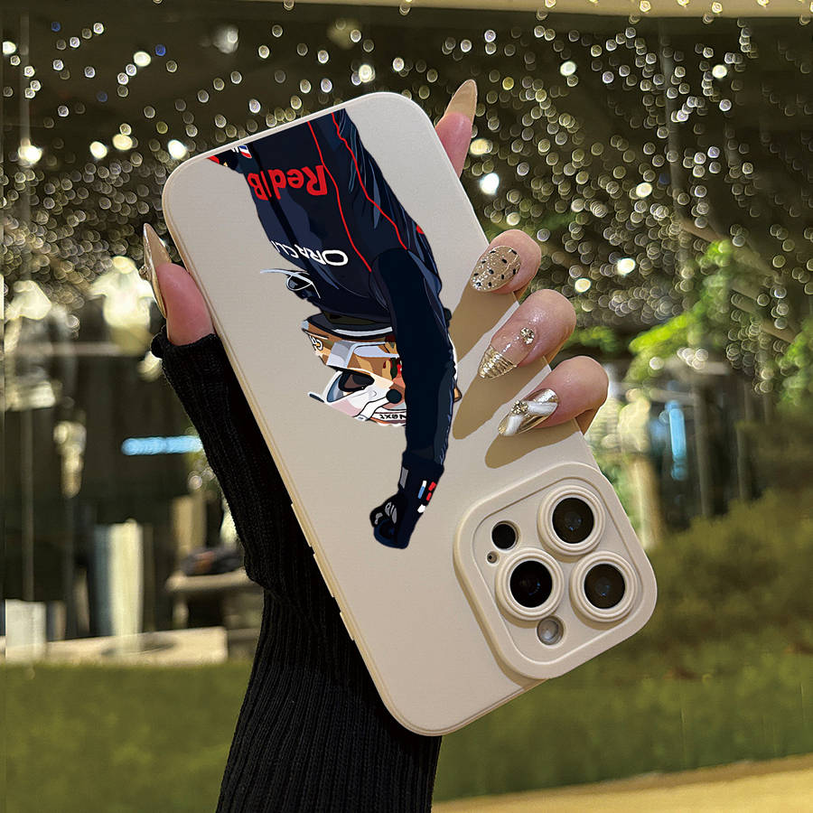 1Pc Black For iPhone 16 Angel Eye Racing Driver Phone Case