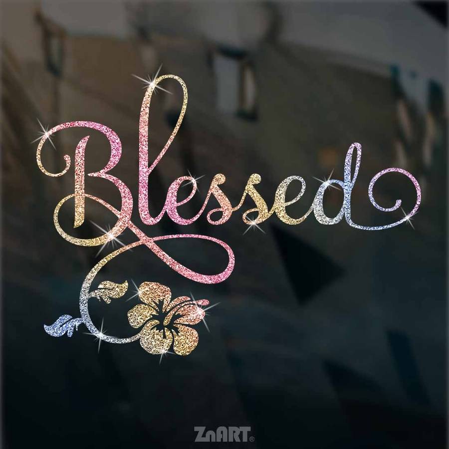 Multicolor Vinyl With Golden Lettering Glitter Floral Sticker Shape Sparkling