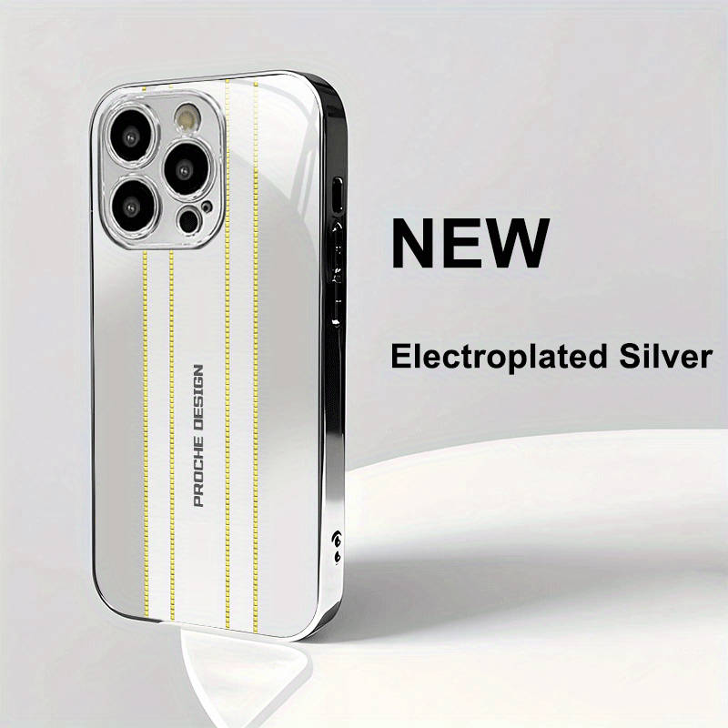 1Pc Silvery For iPhone 14 Pro Max Business Men Phone Case