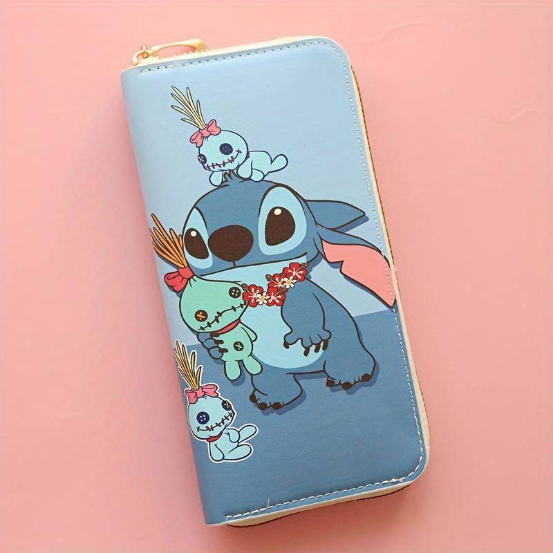 1pc Stitch Lilo Long Zipper WalletMulti-Character Design Holiday Gift Idea Polyester Lining