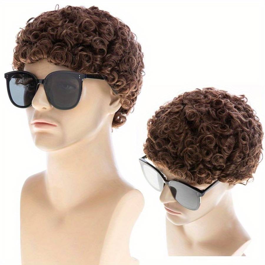 Dark Brown Mens Wigs Hair Length 10.16Cm