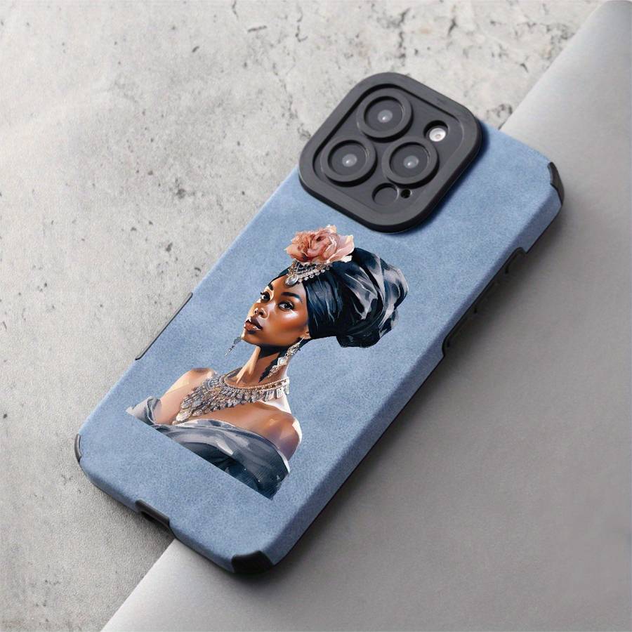 1Pc Blue For iPhone 13 African Queen Phone Case