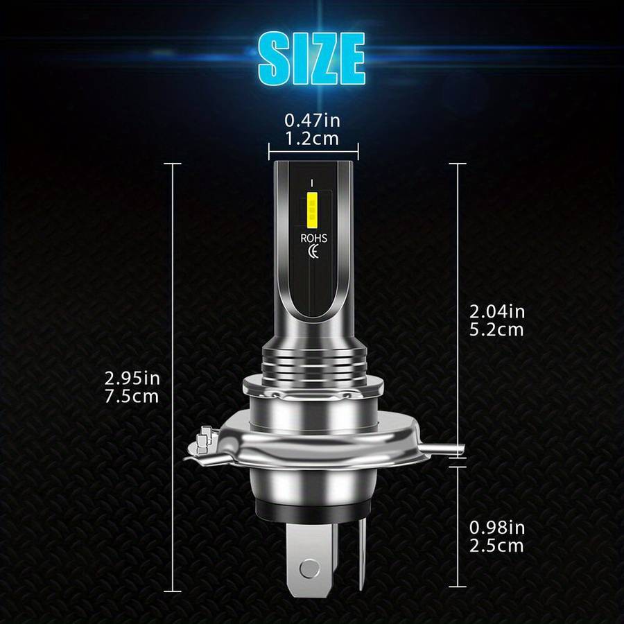 2Pcs H4 9003 HB2 White LED Headlight Fog Lights 16000lm 6000K