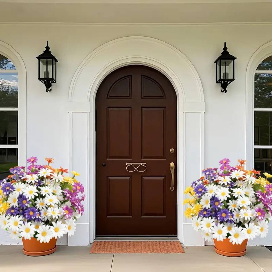Simulated Flower Color 5 Bunches Of Beautiful Flowers