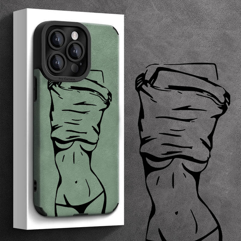 1Pc Green For iPhone 15 Sexy Goddess Pattern Phone Case