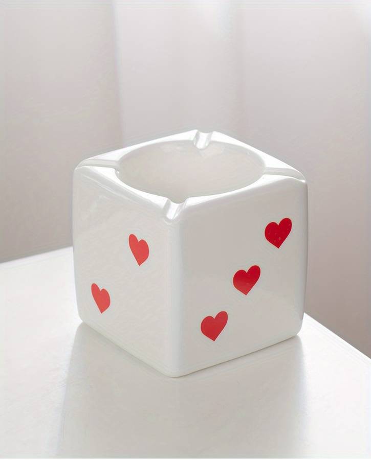 Classic Creative Ceramic Ashtray Dice Shape Storage Table Decoration Model Dot