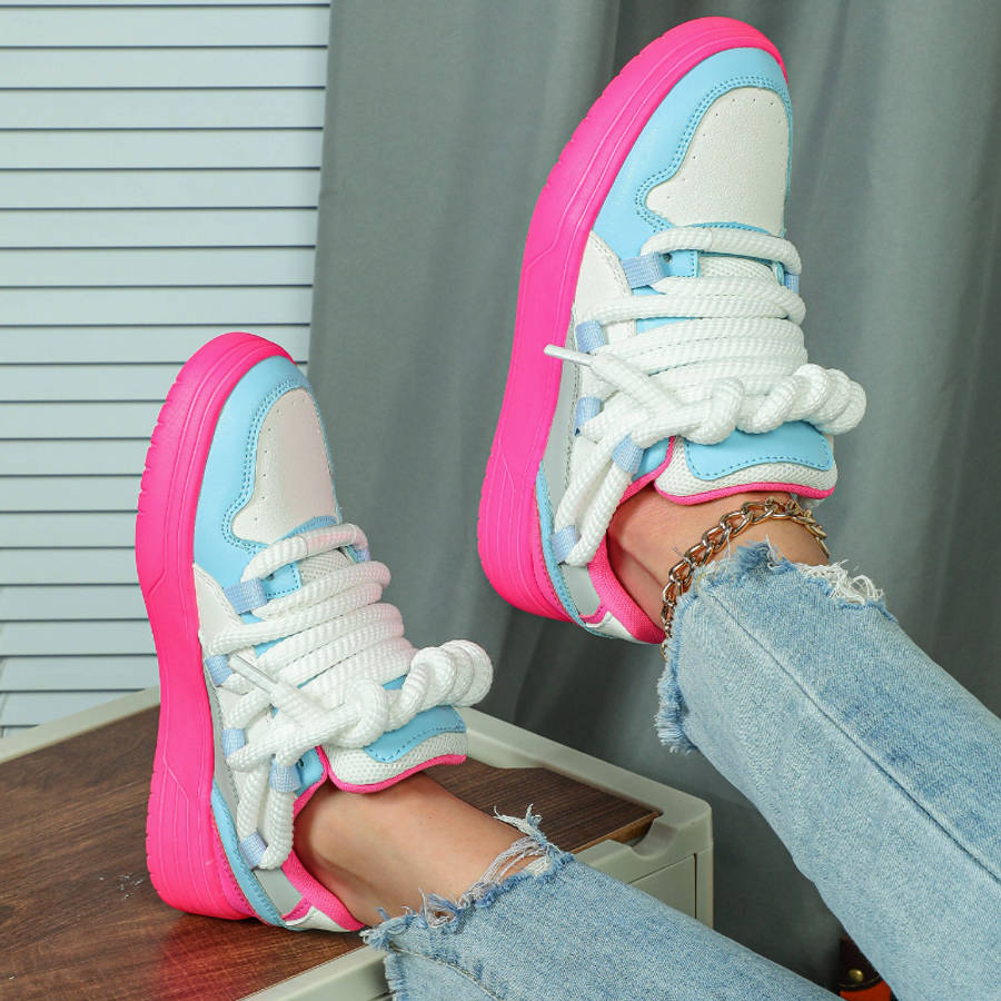 Women S Sneakers Color White Blue Pink Sizeuk 10.5