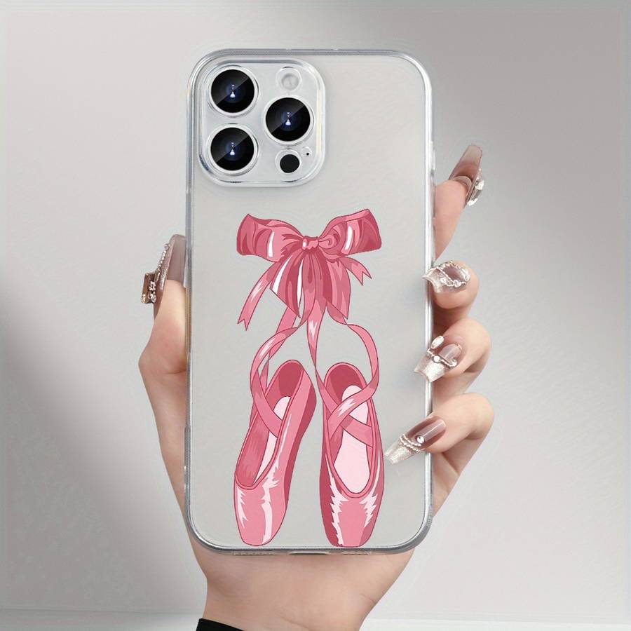 1Pc Transparent For iPhone 16 Ballet Shoes Phone Case