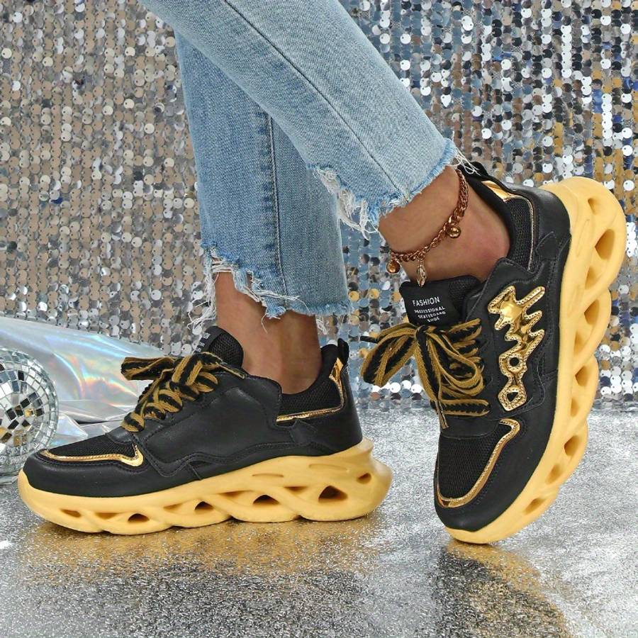 Women S Sneakers Color Black Golden Sizeuk 5