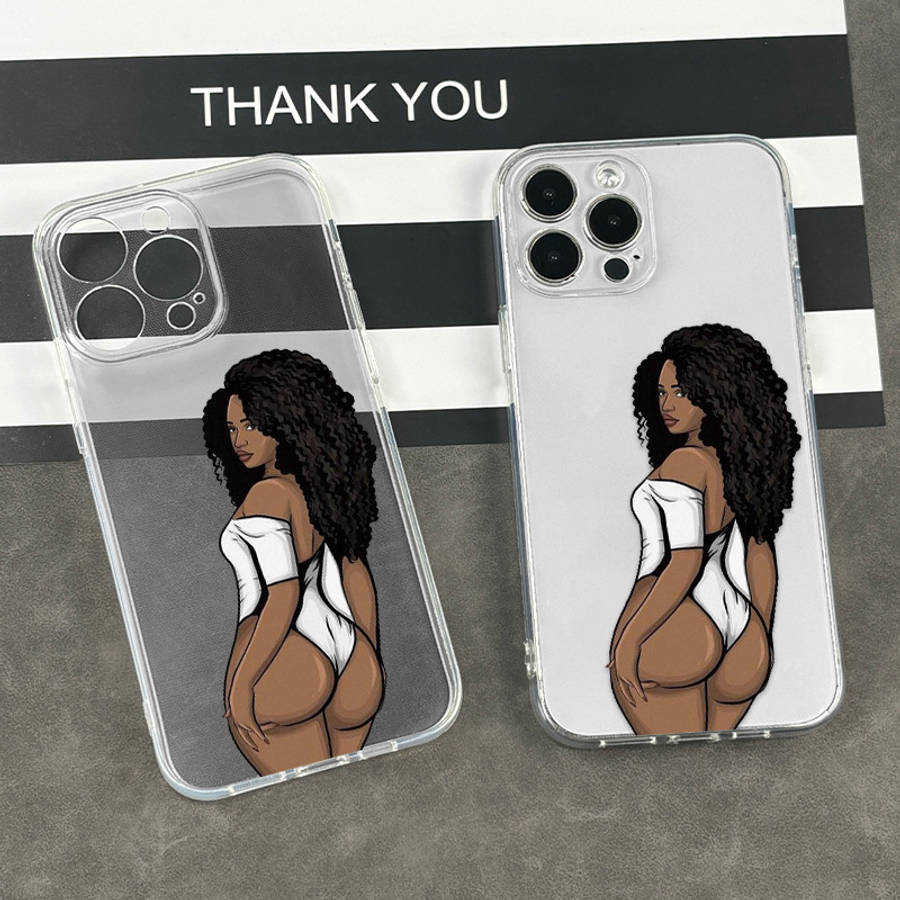 1Pc Transparent For iPhone 14 Plus Sexy Woman Back Phone Case