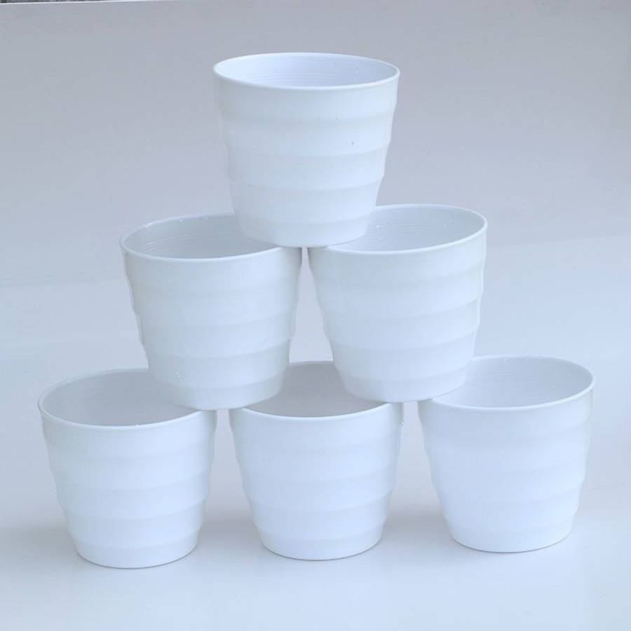 Flowerpot Color 6 Pieces Of White Corrugated Flower Pots