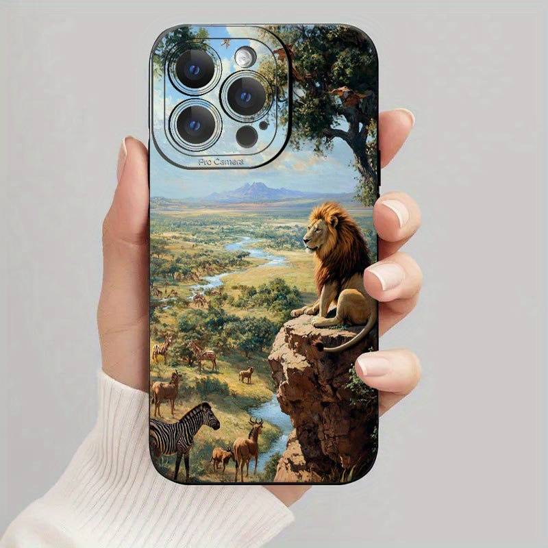 1Pc Black For iPhone 6 Plus Lions And Other Animals Phone Case