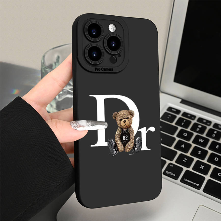 1Pc Black For iPhone X XS Dr Bear Pattern Phone Case