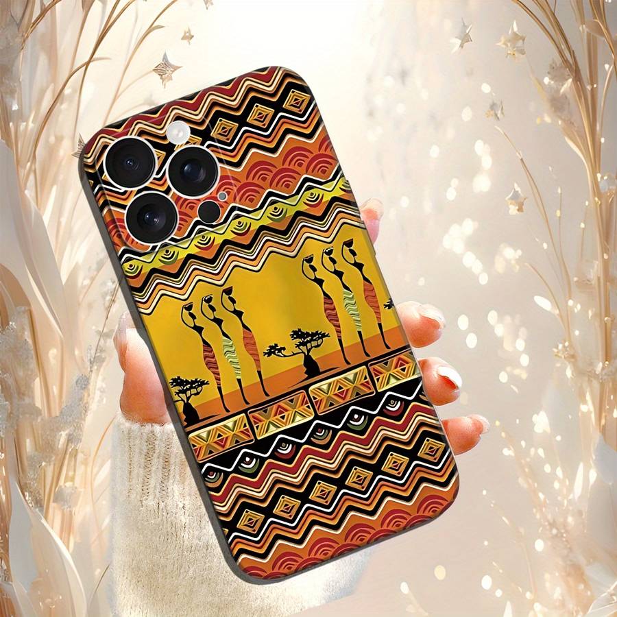 1Pc Black For iPhone 15 Pro Max Stylish African Phone Case