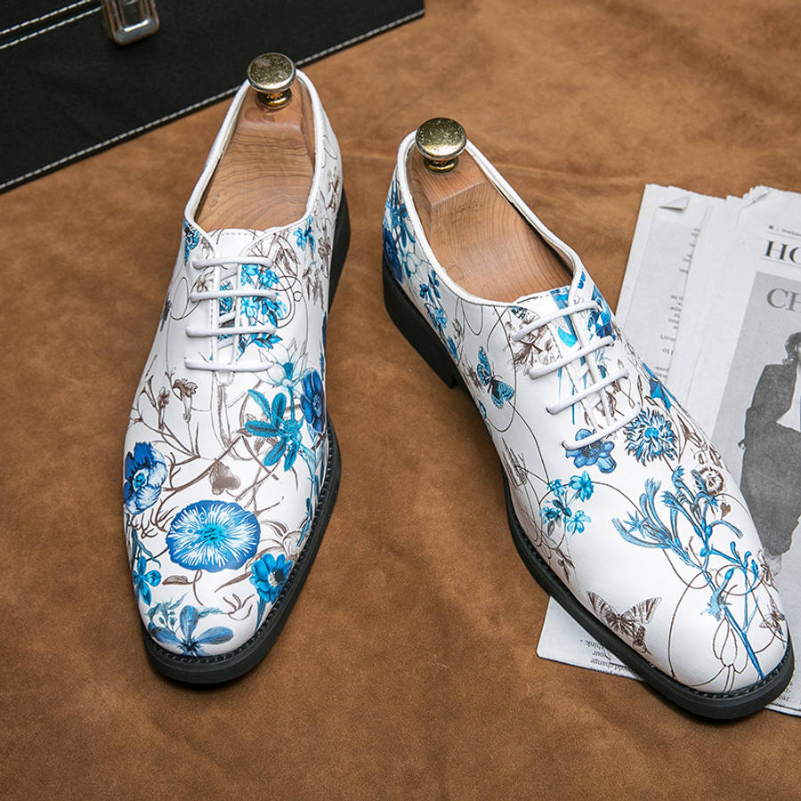 Mens Leather Shoes Color White Blue Sizeuk 9.5