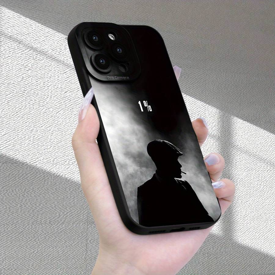 1Pc Black For iPhone 13 Mini Gentleman Pattern Phone Case